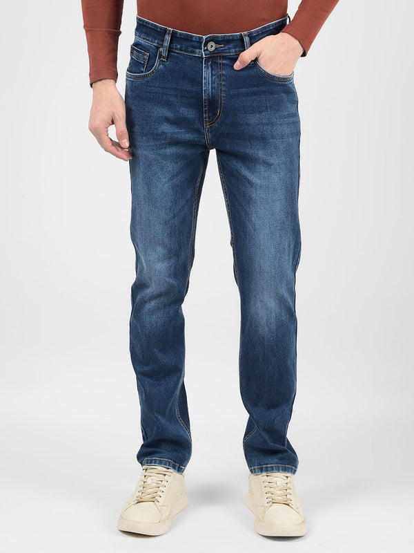 Men's Blue Mid Rise Slim Fit Sustainable Jeans