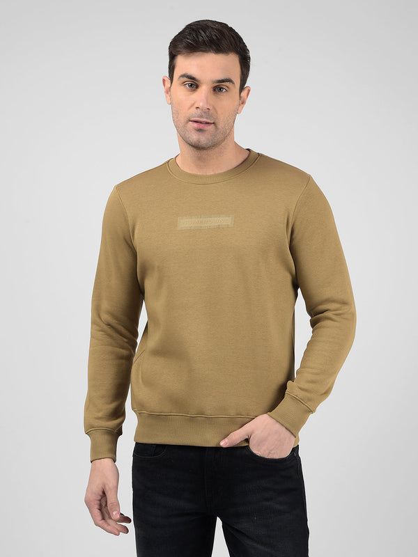 Men's Brown Crew Neck Regular Fit Sweatshirt