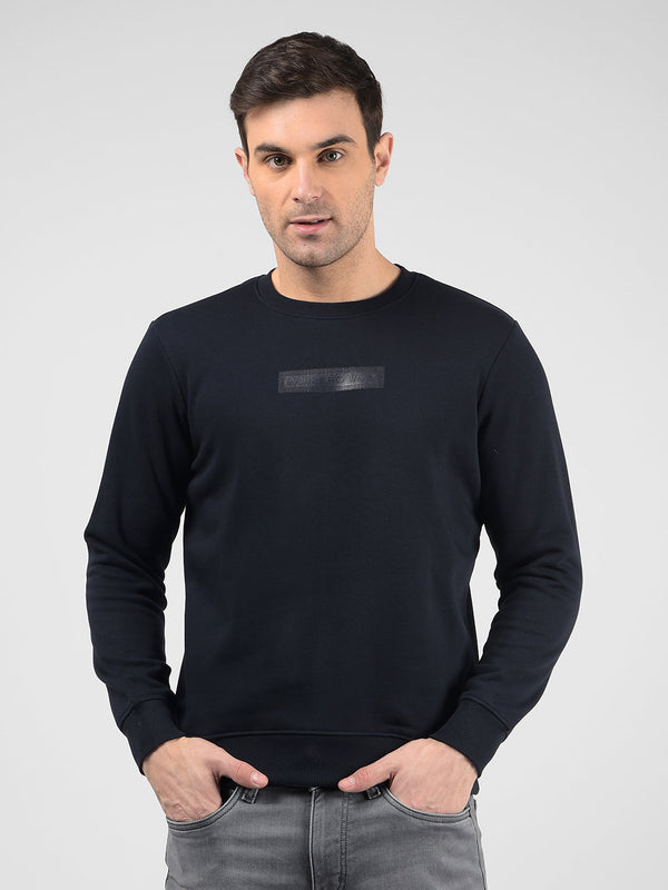 Men's Blue Crew Neck Regular Fit Sweatshirt