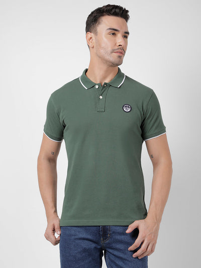 Men's Solid Green Regular Fit T-Shirt