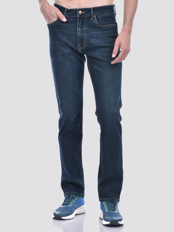 Men's Sustainable Straight Fit Dark Blue Mild Wash Jeans