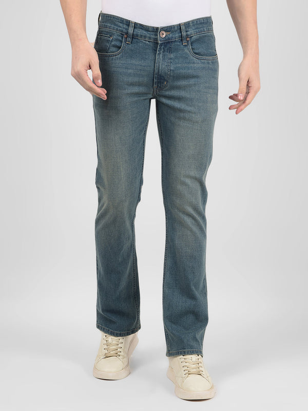 Men's Blue Mid Rise Bootcut Fit Sustainable Jeans