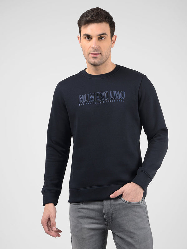 Men's Blue Crew Neck Regular Fit Sweatshirt