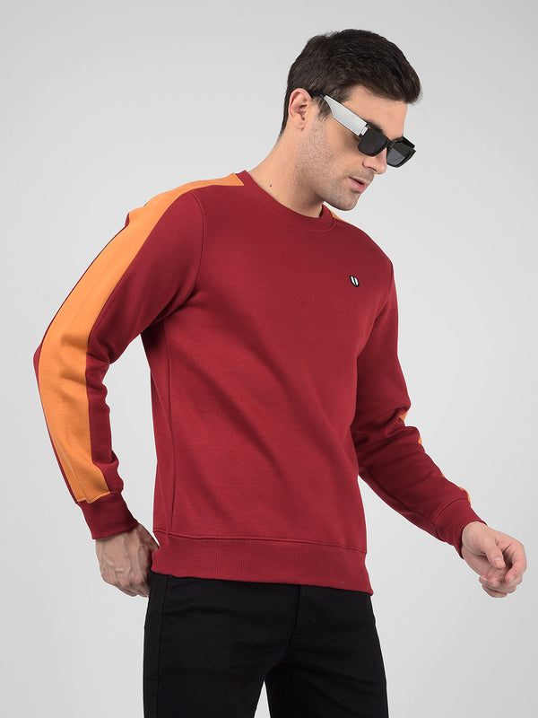 Men's Red Crew Neck Regular Fit Sweatshirt