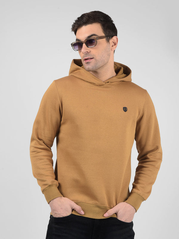 Men's Brown Hooded Neck Regular Fit Sweatshirt