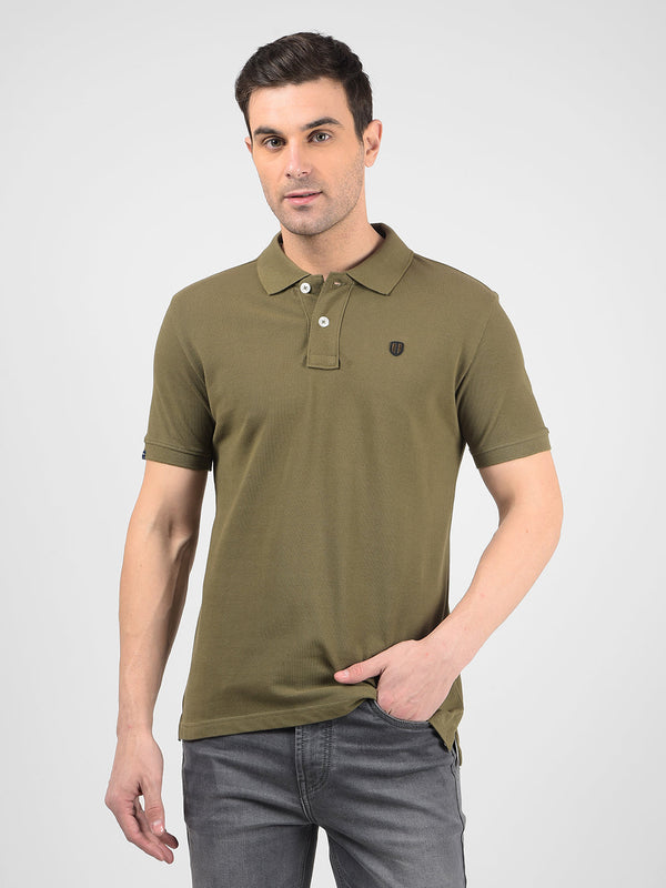 Men's Green Polo Neck Regular Fit T-Shirt