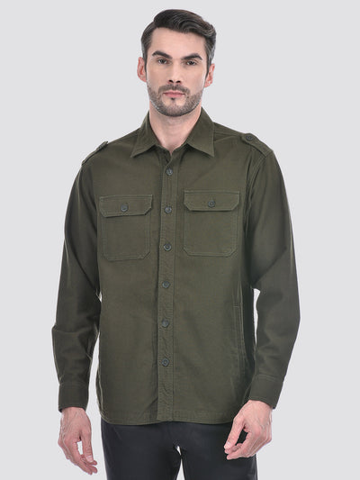 Men's Twill Solid Full Sleeve Over Shirt