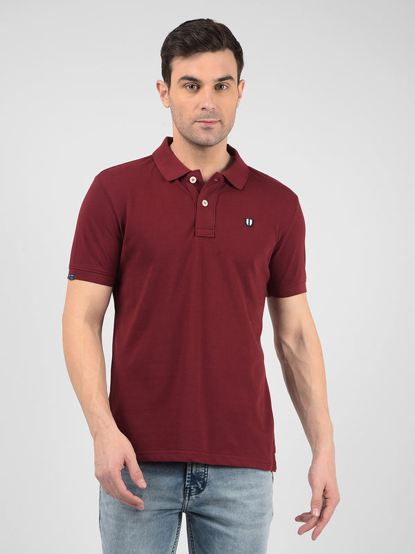 Men's Red Polo Neck Regular Fit T-Shirt